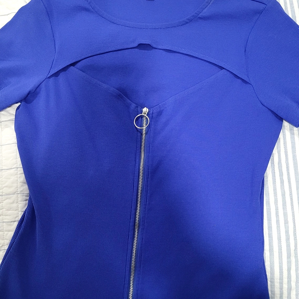 Royal Blue Zip-Up Top